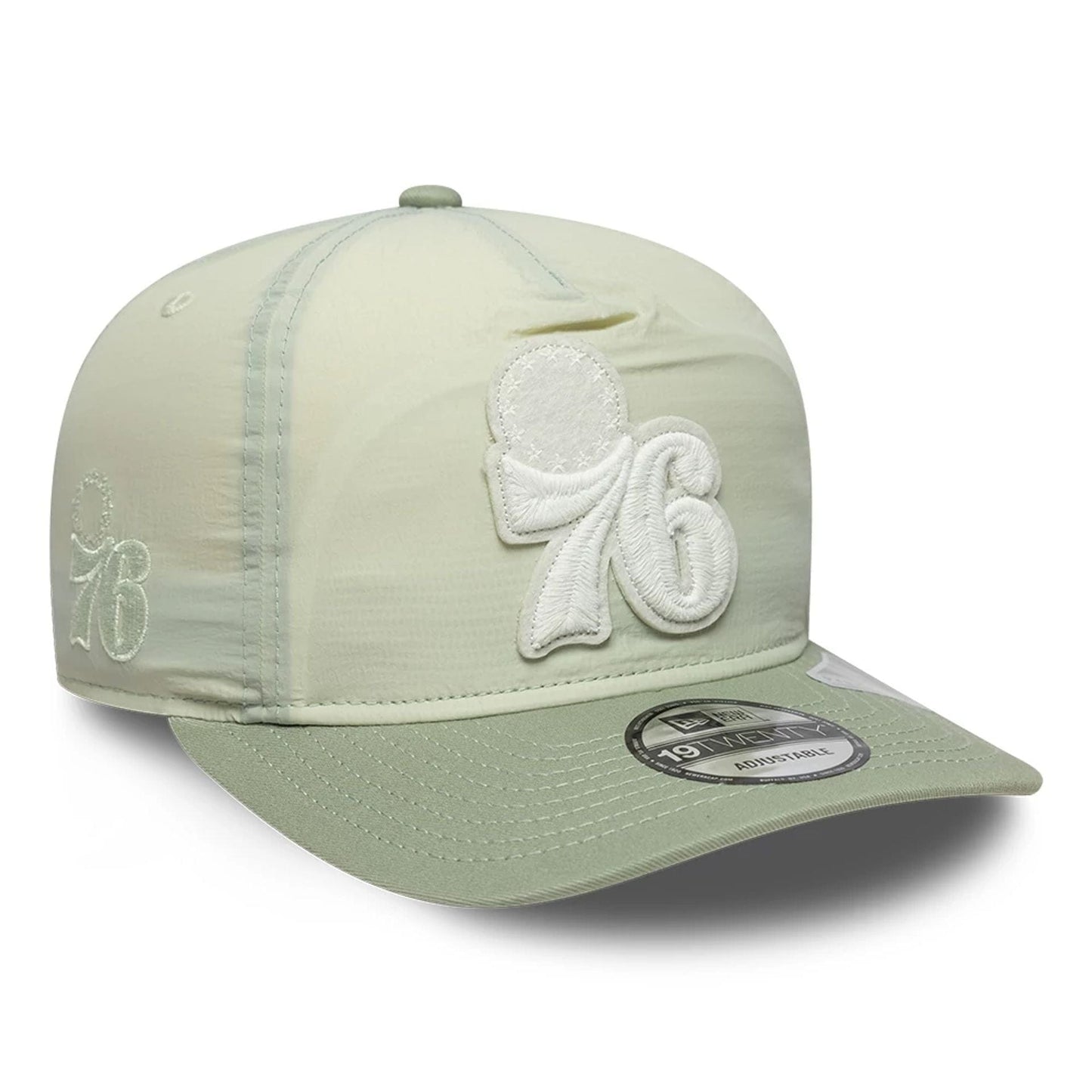 This is a Philadelphia 76ers Crinkle Pastel Green 19TWENTY Adjustable Cap 3