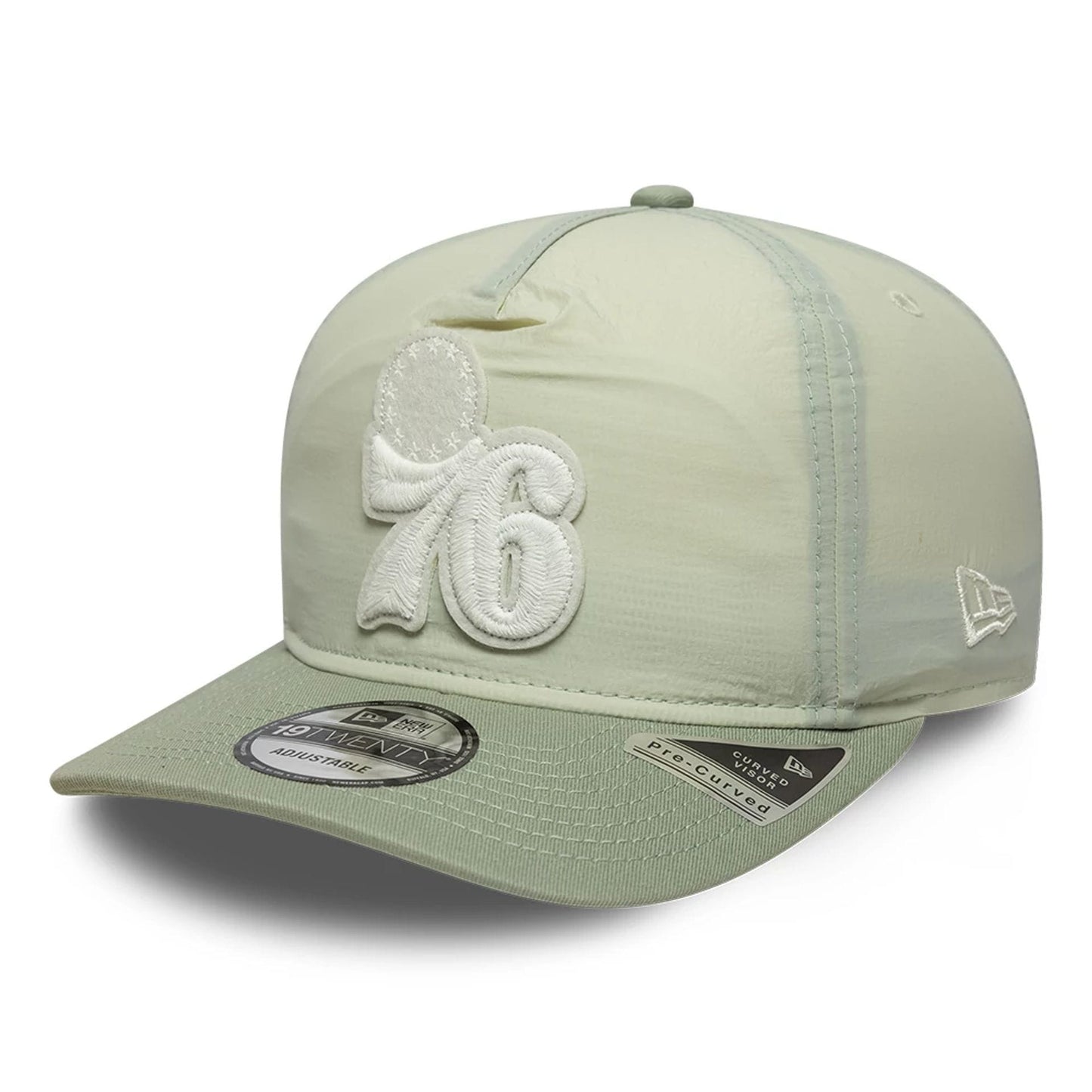 This is a Philadelphia 76ers Crinkle Pastel Green 19TWENTY Adjustable Cap 1