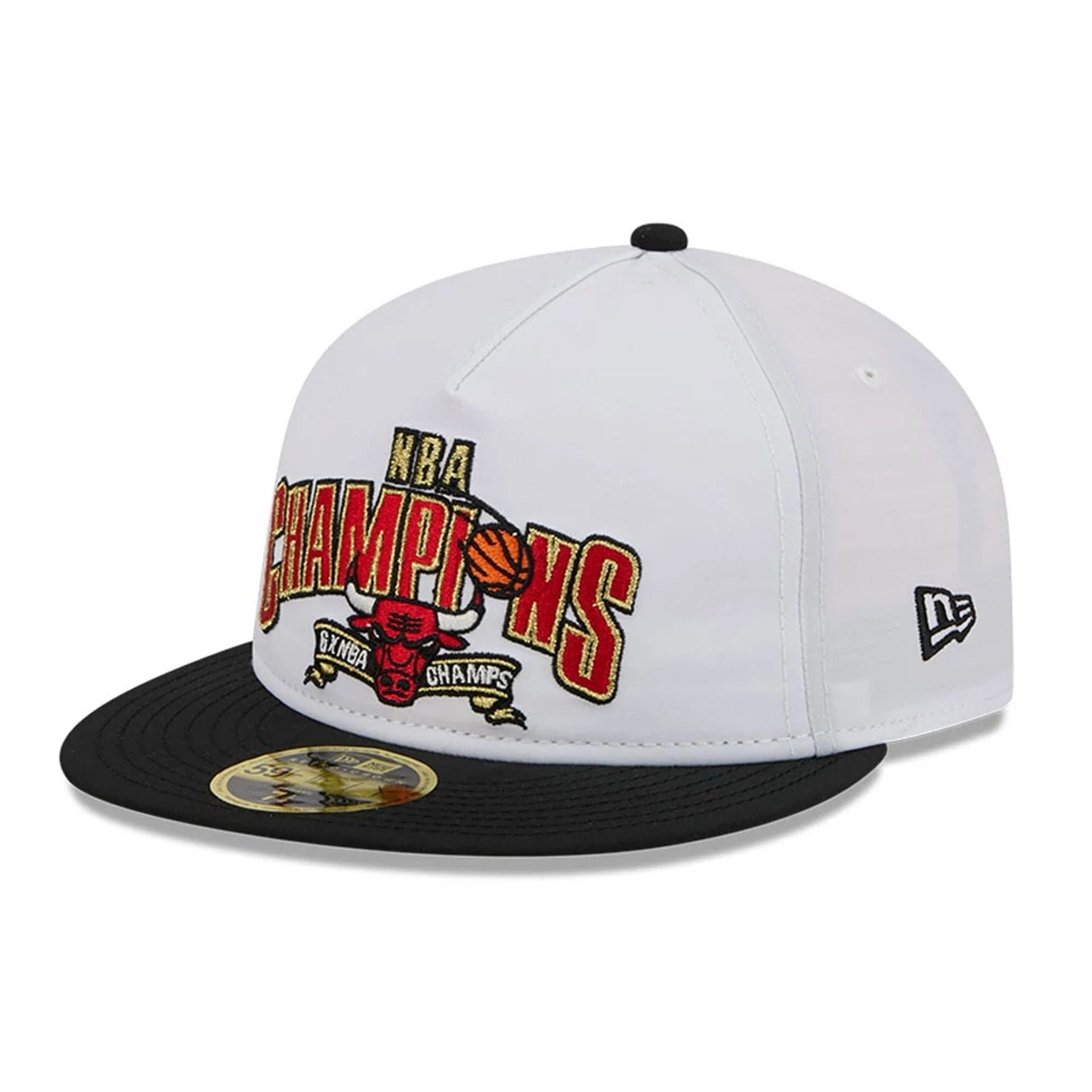 This is a Chicago Bulls NBA Champions White Retro Crown 59FIFTY Fitted Cap 1