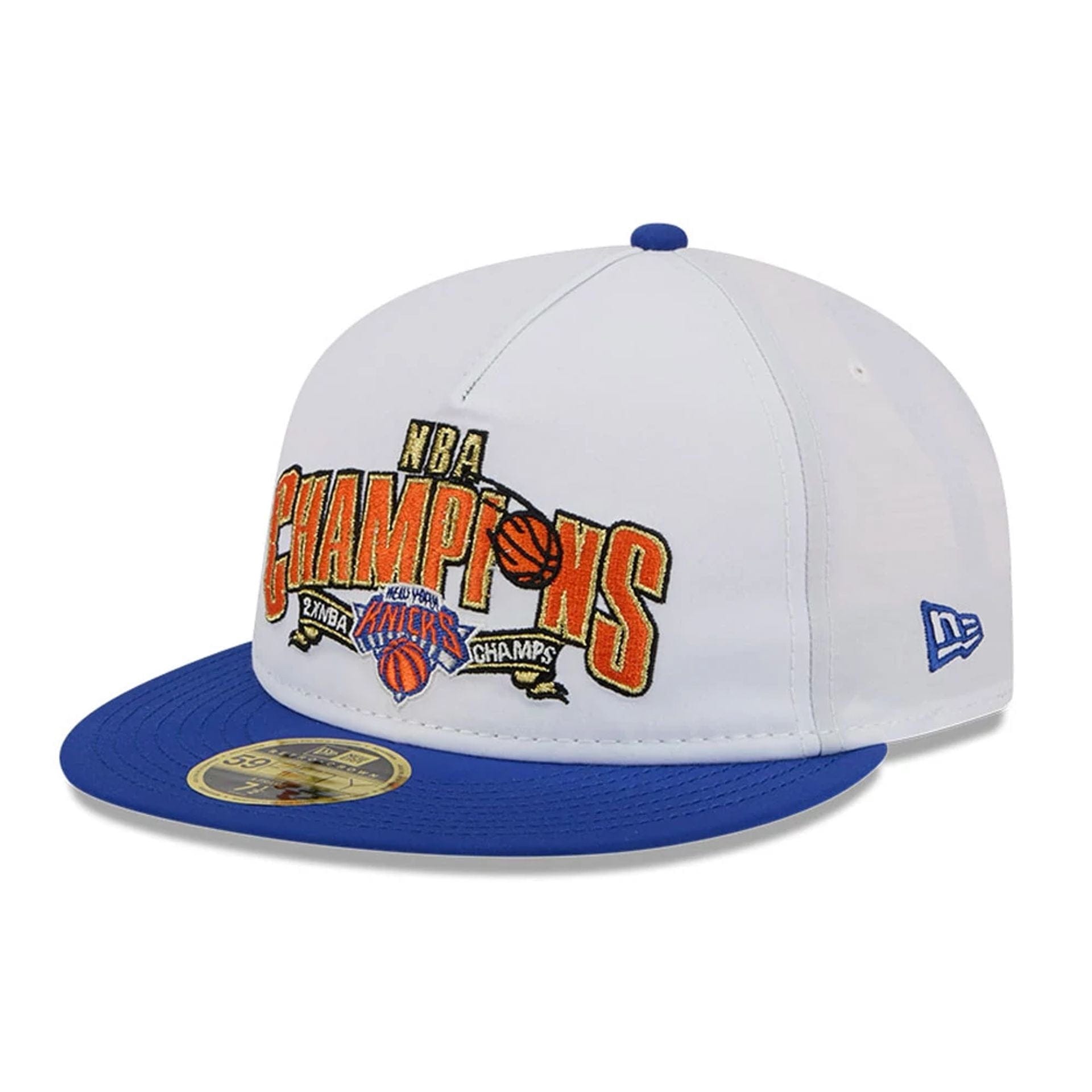 This is a New York Knicks NBA Champions White Retro Crown 59FIFTY Fitted Cap 1