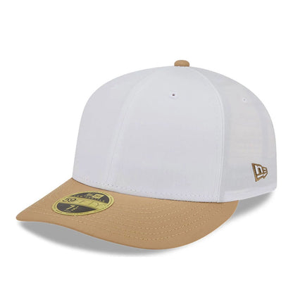This is a New Era Open White & Beige Low Profile 59FIFTY Fitted Cap 1