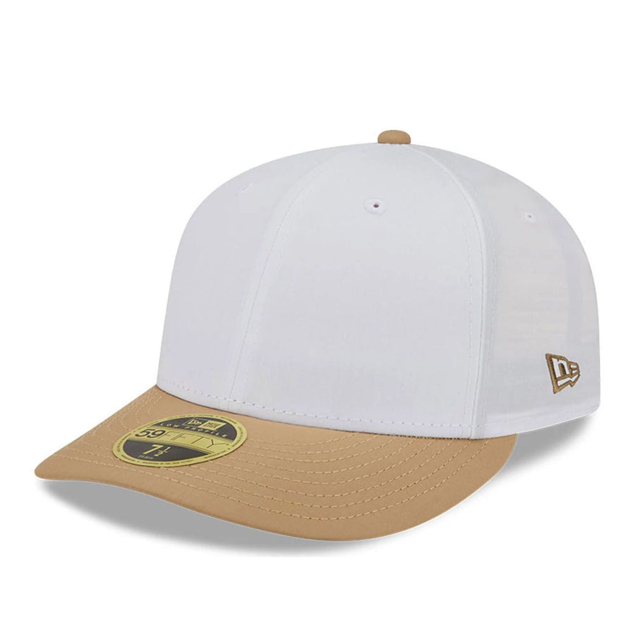 This is a New Era Open White & Beige Low Profile 59FIFTY Fitted Cap 1
