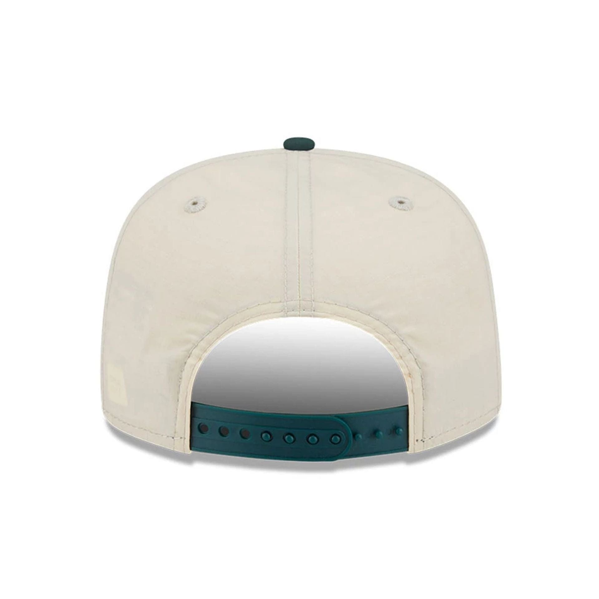 This is a New Era Cream & Dark Green 9FIFTY A-Frame Snapback Adjustable Cap 7