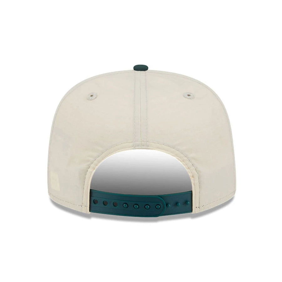 This is a New Era Cream & Dark Green 9FIFTY A-Frame Snapback Adjustable Cap 7