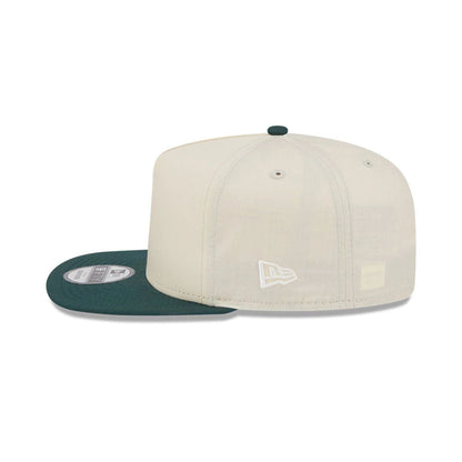 This is a New Era Cream & Dark Green 9FIFTY A-Frame Snapback Adjustable Cap 4