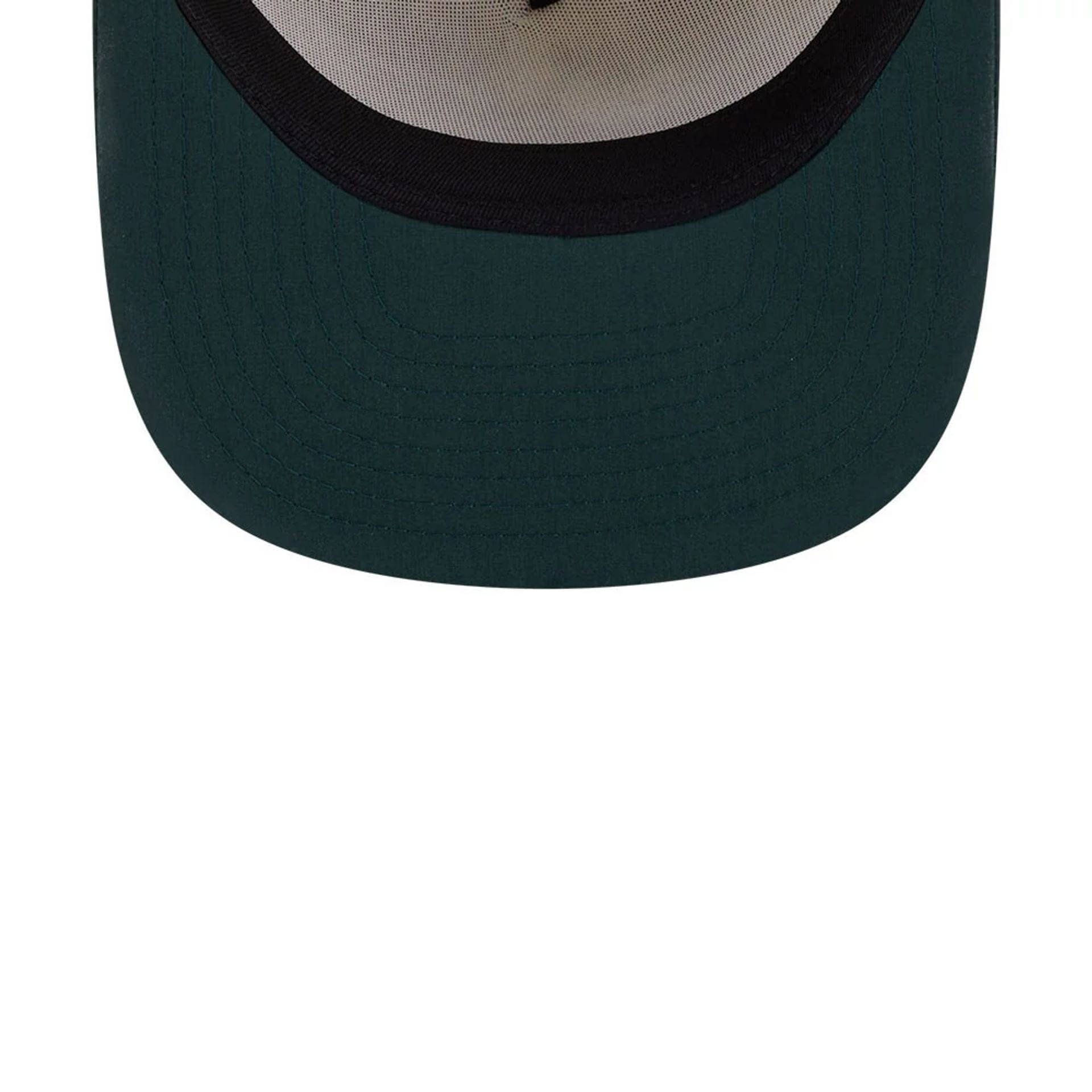 This is a New Era Cream & Dark Green 9FIFTY A-Frame Snapback Adjustable Cap 6