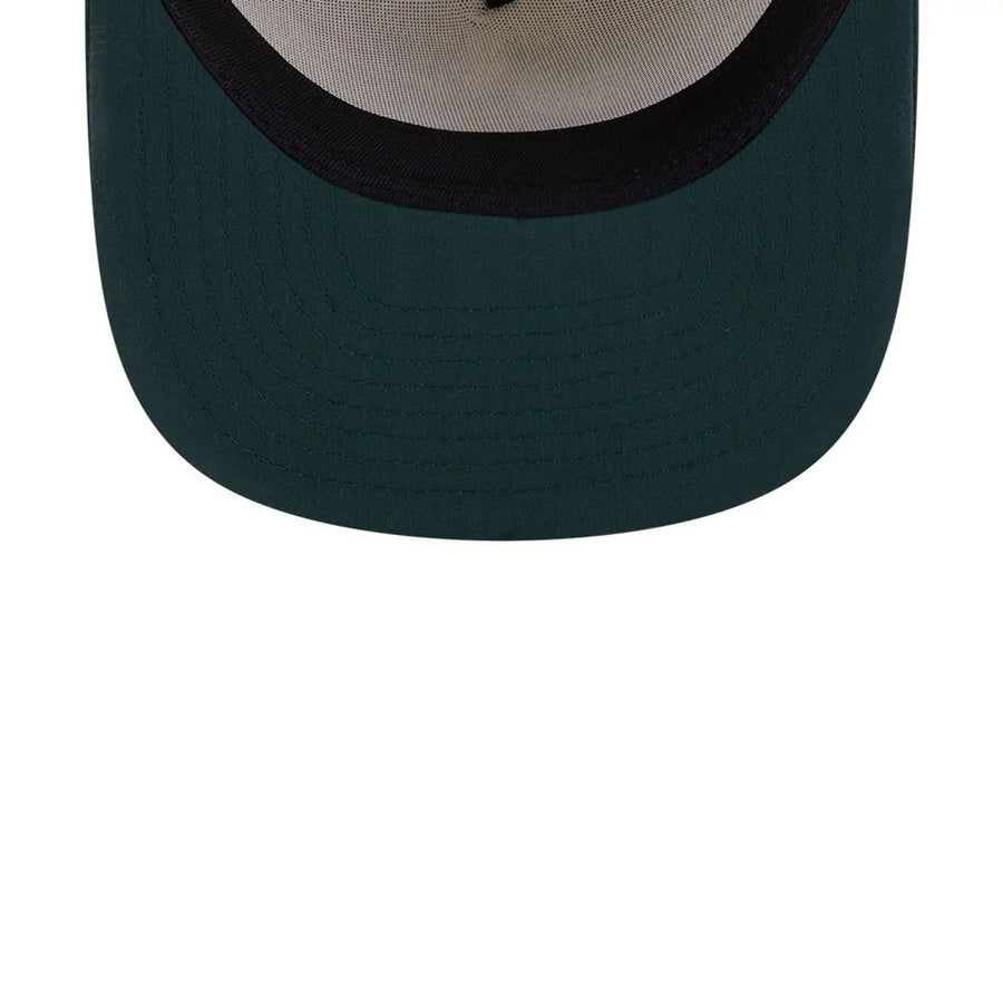 This is a New Era Cream & Dark Green 9FIFTY A-Frame Snapback Adjustable Cap 6