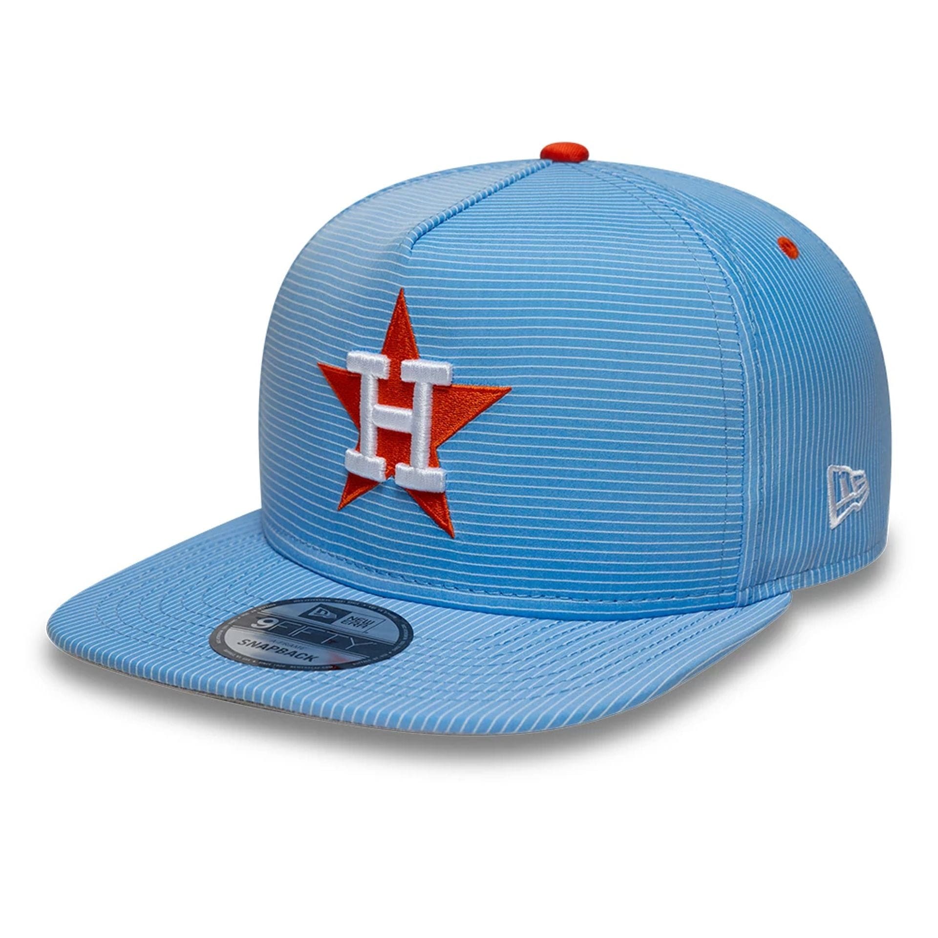 This is a Houston Astros Pinstripe Ripstop Blue 9FIFTY A-Frame Snapback Adjustable Cap 1