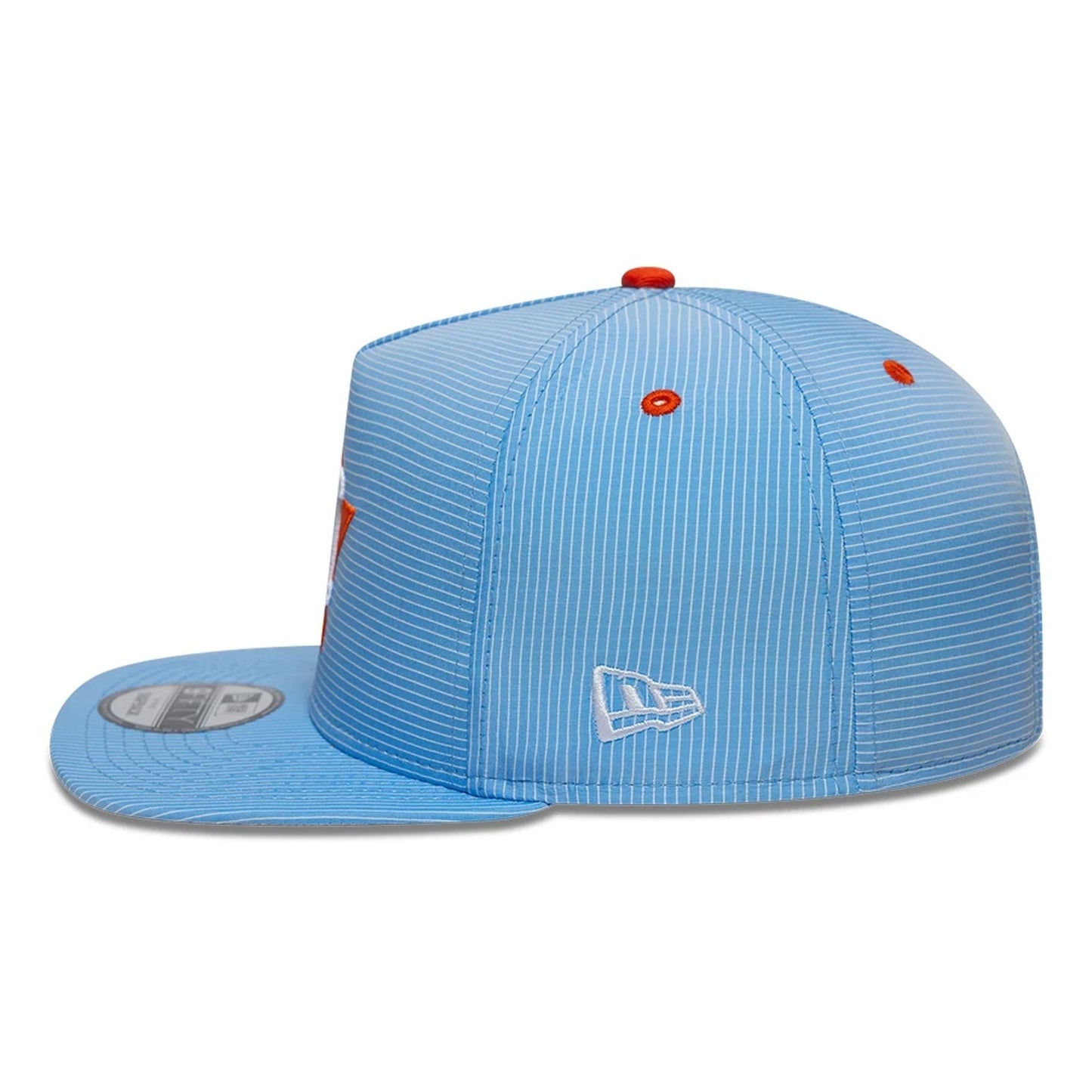 This is a Houston Astros Pinstripe Ripstop Blue 9FIFTY A-Frame Snapback Adjustable Cap 6