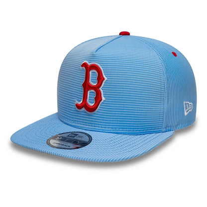 This is a Boston Red Sox Pinstripe Ripstop Blue 9FIFTY A-Frame Snapback Adjustable Cap 1