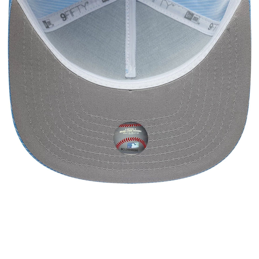This is a Boston Red Sox Pinstripe Ripstop Blue 9FIFTY A-Frame Snapback Adjustable Cap 2