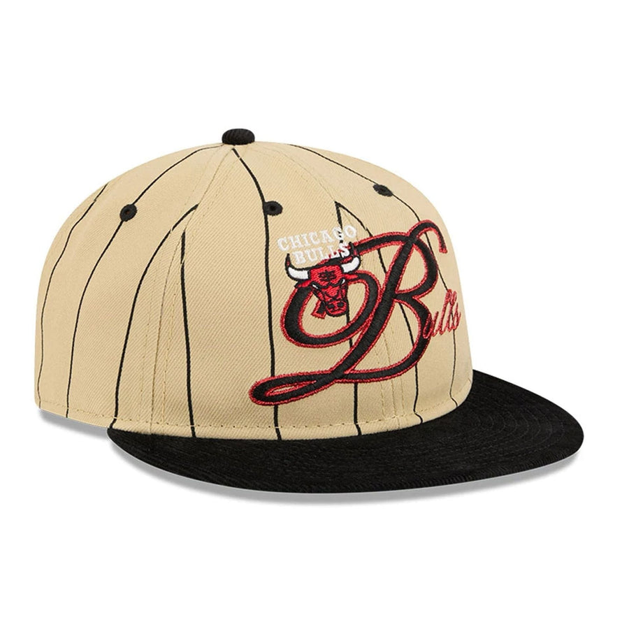 This is a Chicago Bulls Pinstripe Script Cream Retro Crown 9FIFTY Adjustable Cap 4
