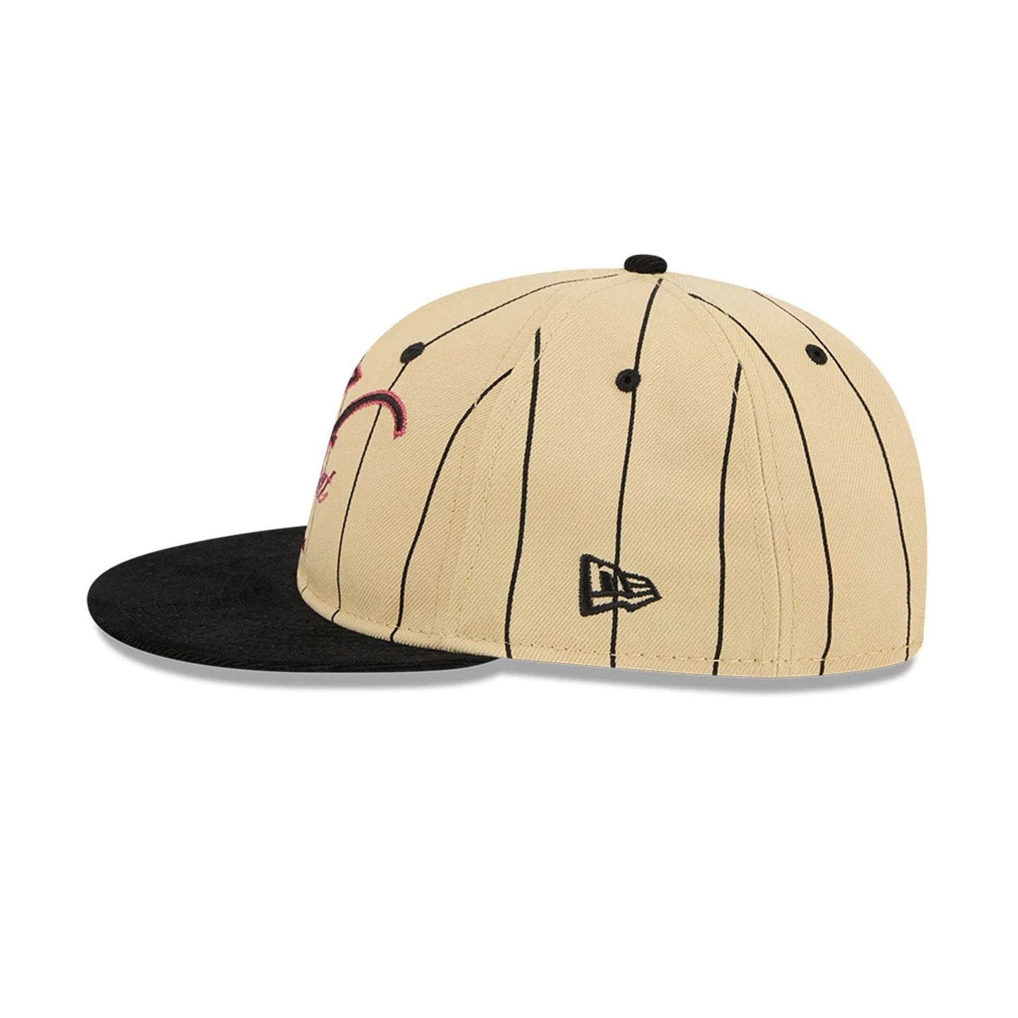 This is a Miami Heat Pinstripe Script Cream Retro Crown 9FIFTY Adjustable Cap 6