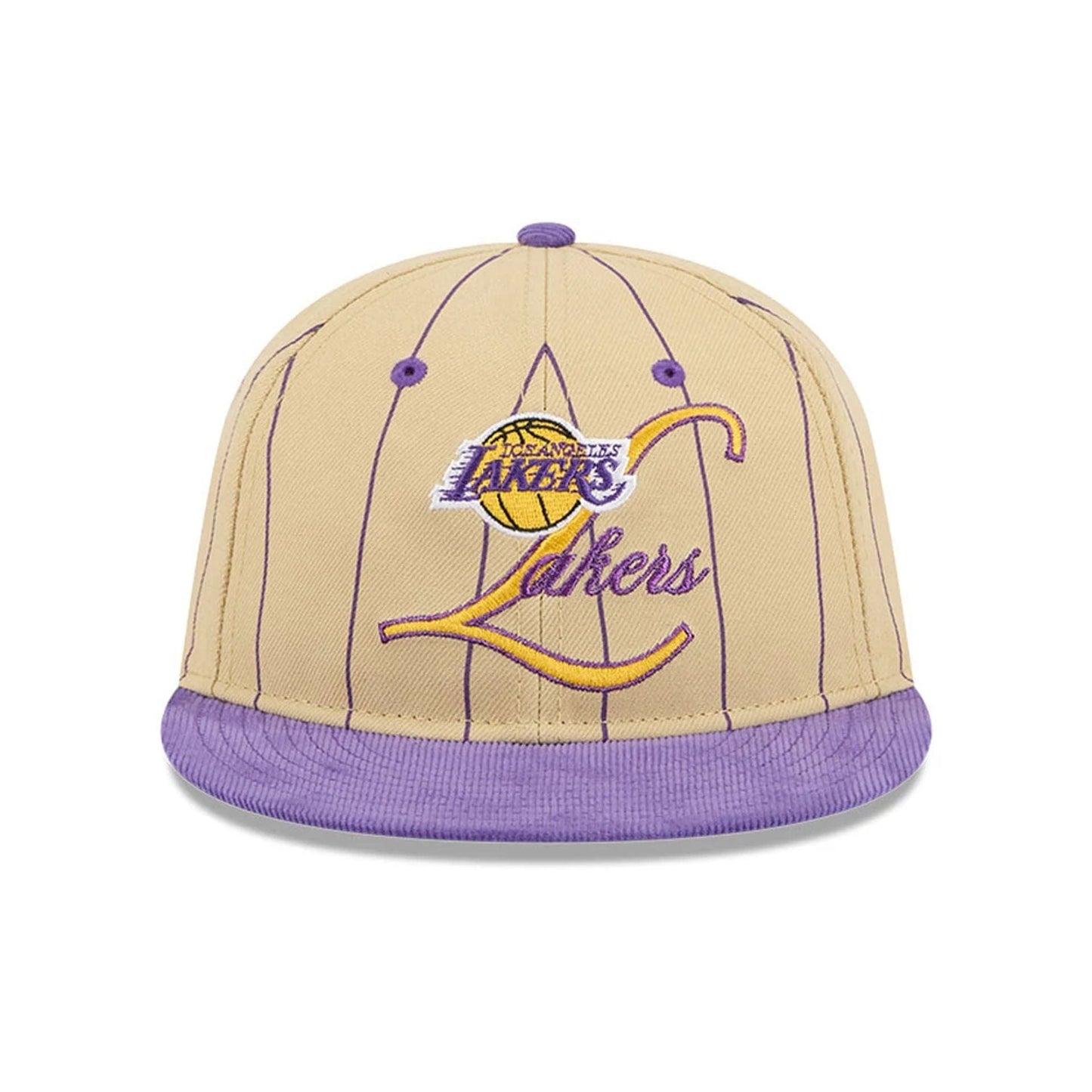 This is a LA Lakers Pinstripe Script Cream Retro Crown 9FIFTY Adjustable Cap 3