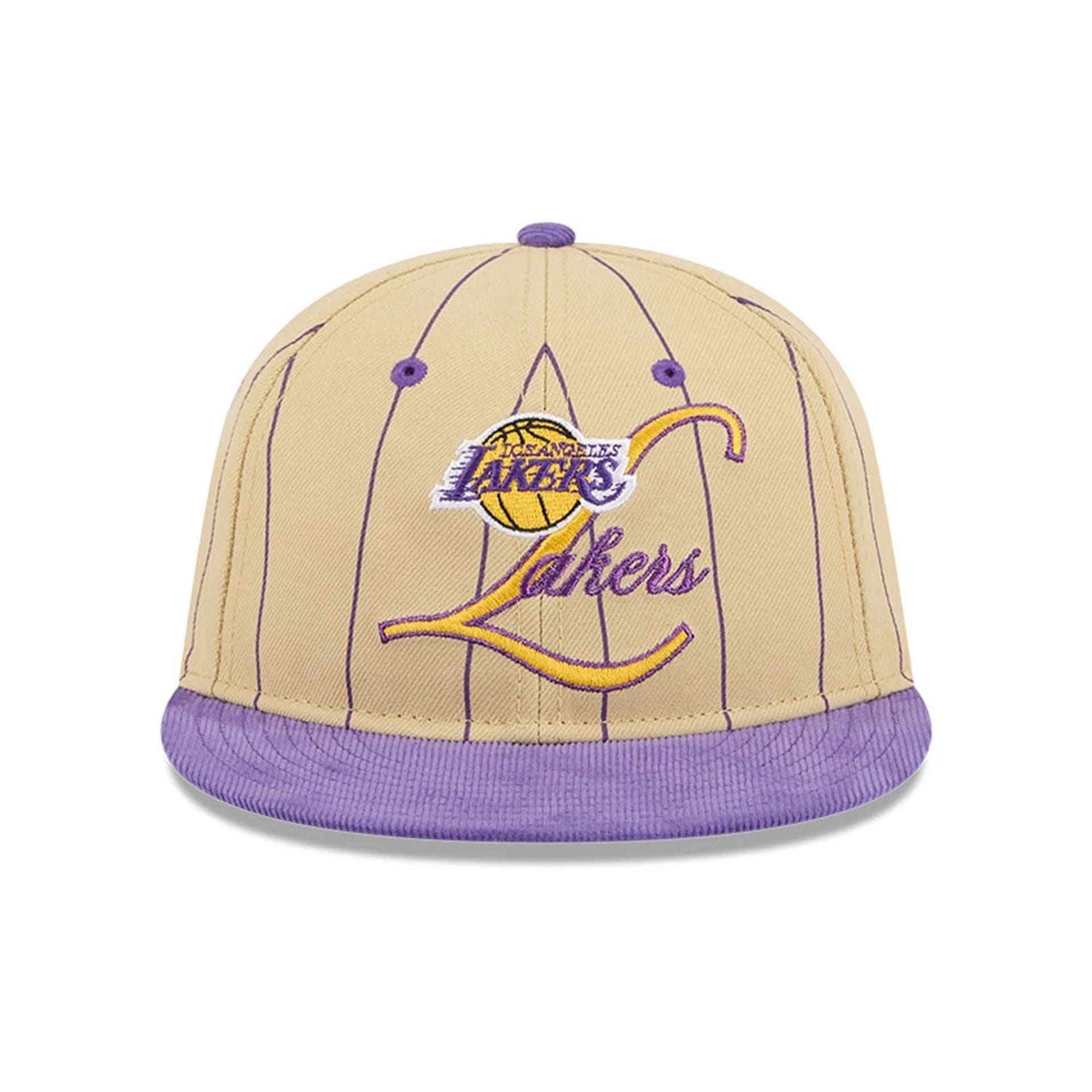 This is a LA Lakers Pinstripe Script Cream Retro Crown 9FIFTY Adjustable Cap 3