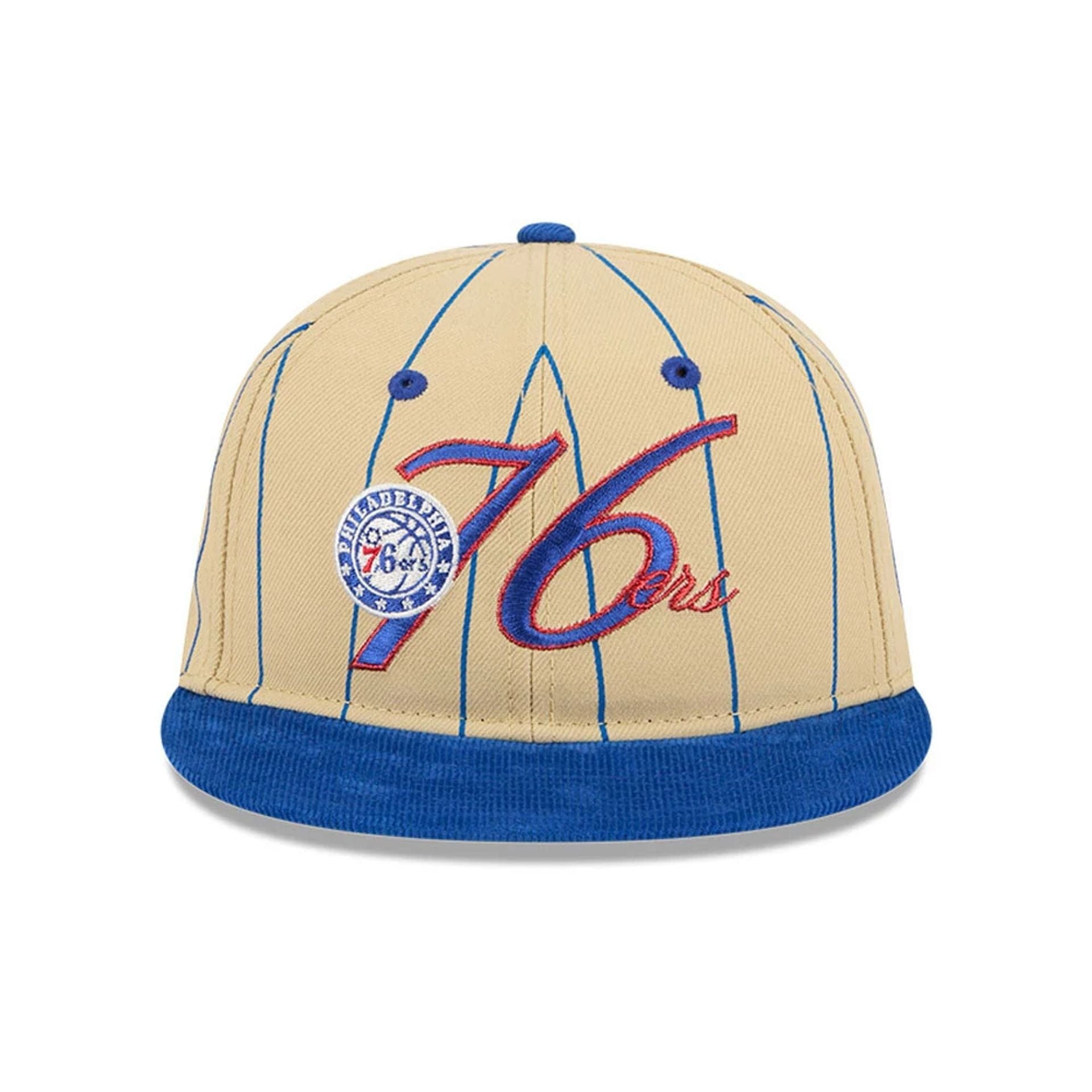 This is a Philadelphia 76ers Pinstripe Script Cream Retro Crown 9FIFTY Adjustable Cap 3