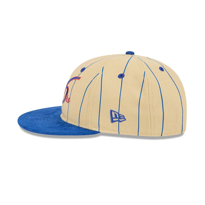This is a Philadelphia 76ers Pinstripe Script Cream Retro Crown 9FIFTY Adjustable Cap 6