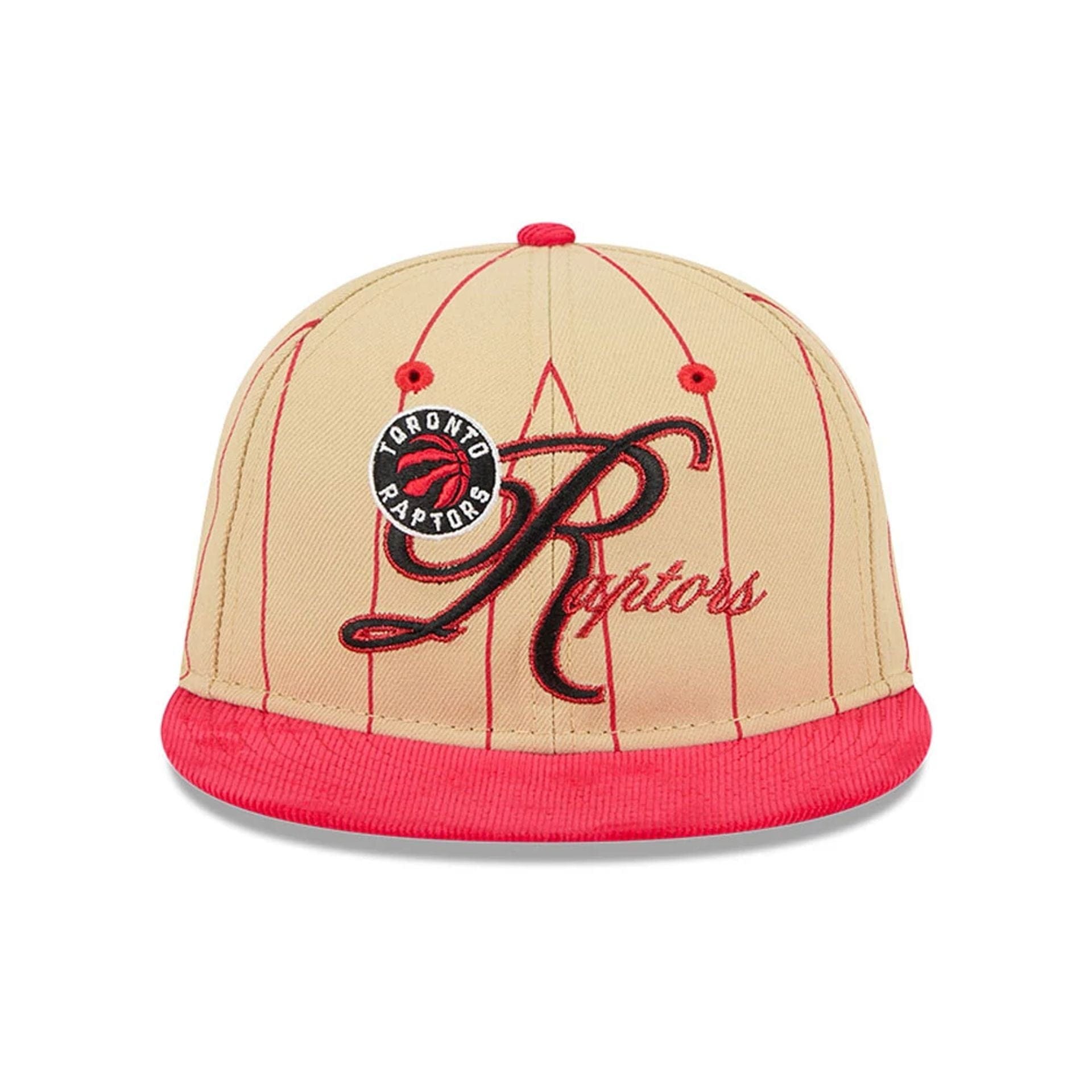 This is a Toronto Raptors Pinstripe Script Cream Retro Crown 9FIFTY Adjustable Cap 3