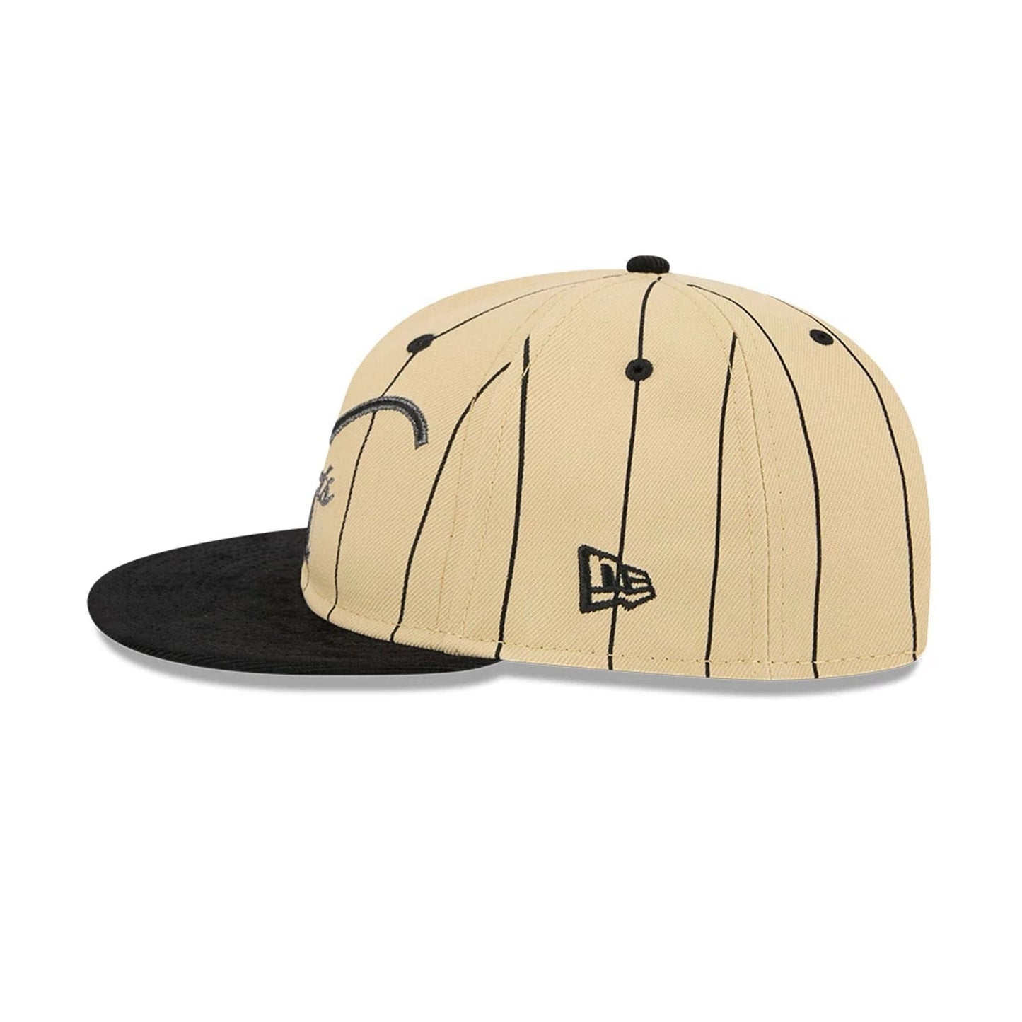 This is a Brooklyn Nets Pinstripe Script Cream Retro Crown 9FIFTY Adjustable Cap 6