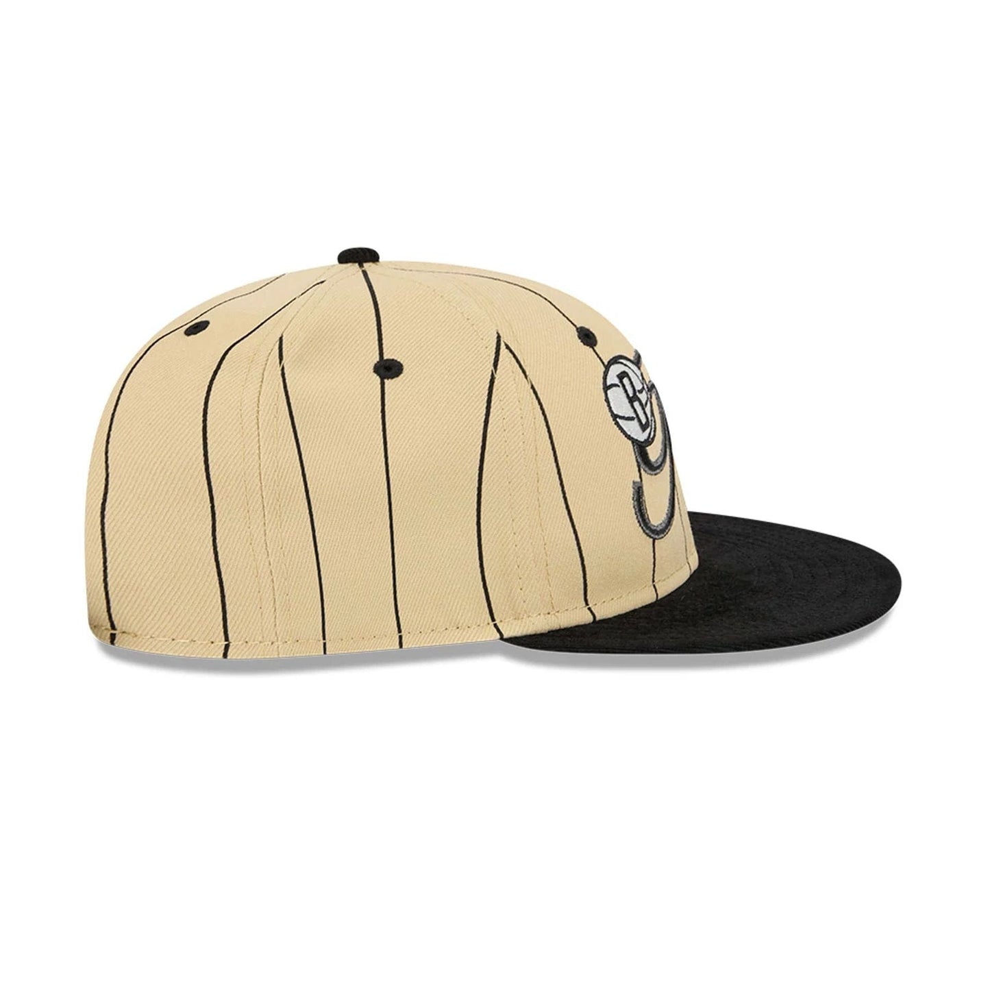 This is a Brooklyn Nets Pinstripe Script Cream Retro Crown 9FIFTY Adjustable Cap 7