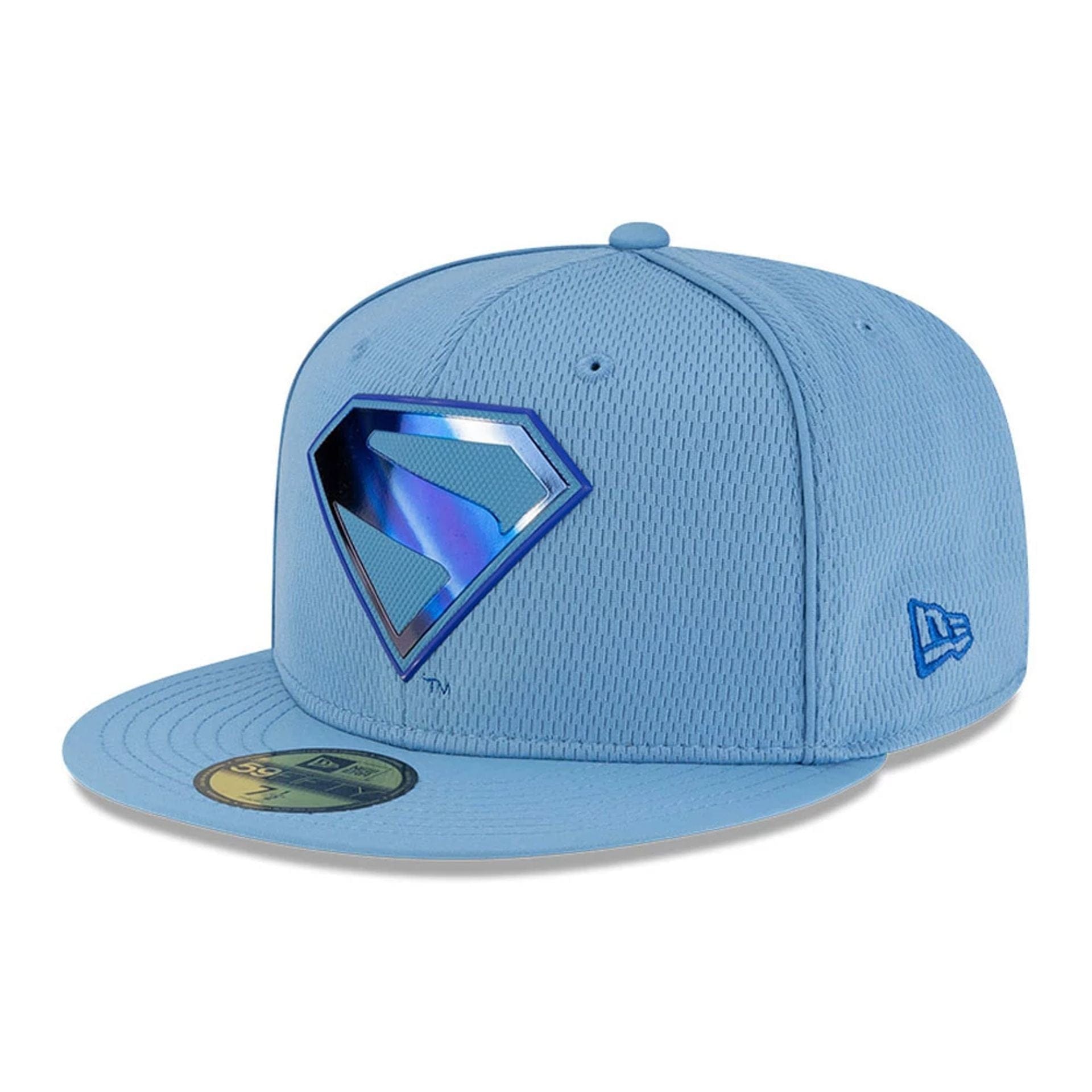 This is a Superman Pastel Blue 59FIFTY Fitted Cap 1