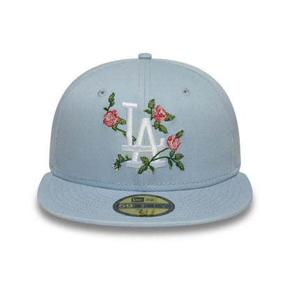 This is a LA Dodgers MLB Floral Pastel Blue 59FIFTY Fitted Cap 2