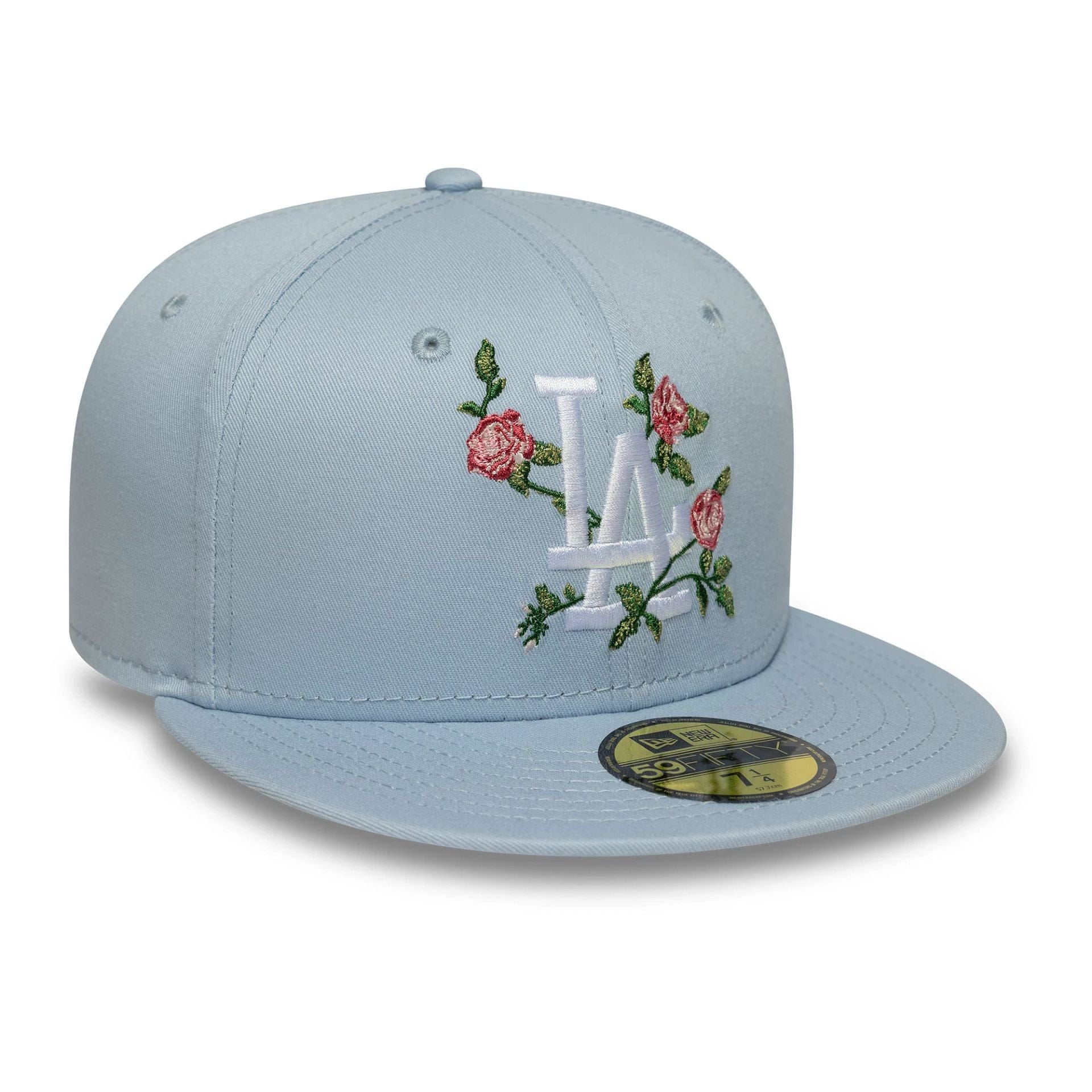 This is a LA Dodgers MLB Floral Pastel Blue 59FIFTY Fitted Cap 3
