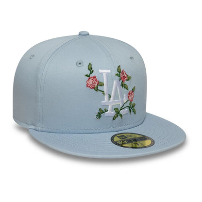 This is a LA Dodgers MLB Floral Pastel Blue 59FIFTY Fitted Cap 3
