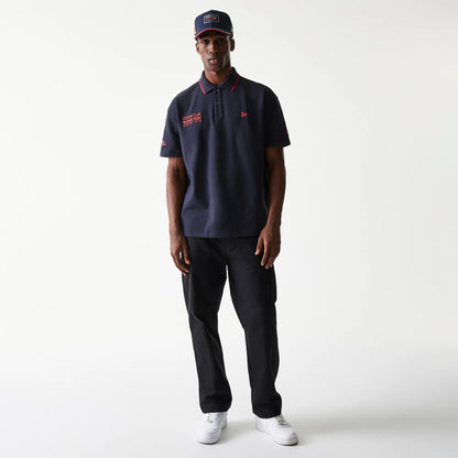 The Male model is wearing Red Bull Racing Dark Blue Polo T-Shirt 8