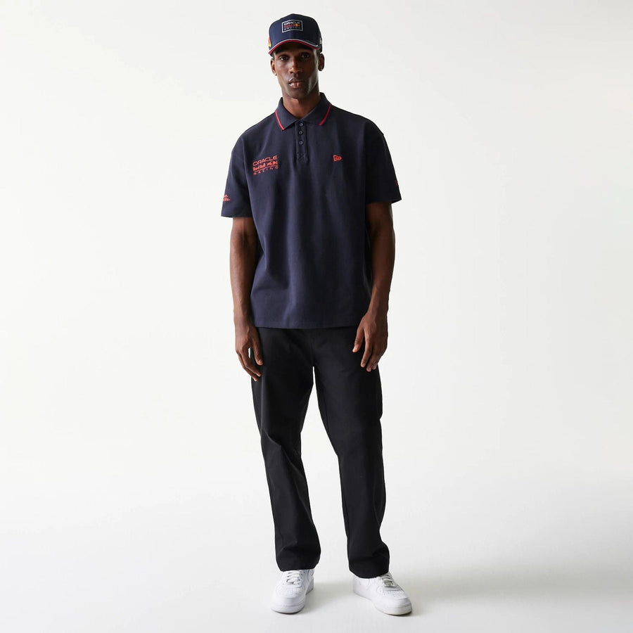 The Male model is wearing Red Bull Racing Dark Blue Polo T-Shirt 8
