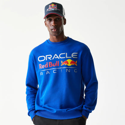 The Male model is wearing Red Bull Racing Blue Oversized Crew Neck Sweater 1