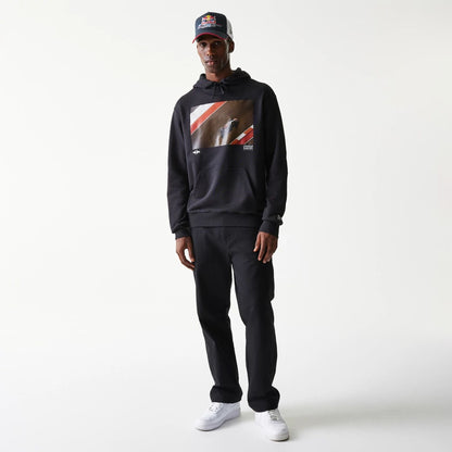The Male model is wearing Red Bull Racing Black Oversized Pullover Hoodie 7