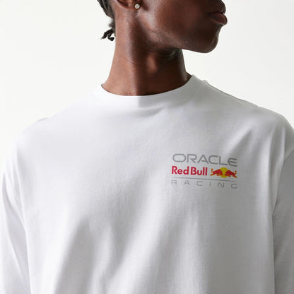 The Male model is wearing Red Bull Racing White Oversized T-Shirt 6