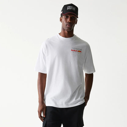 The Male model is wearing Red Bull Racing White Oversized T-Shirt 1