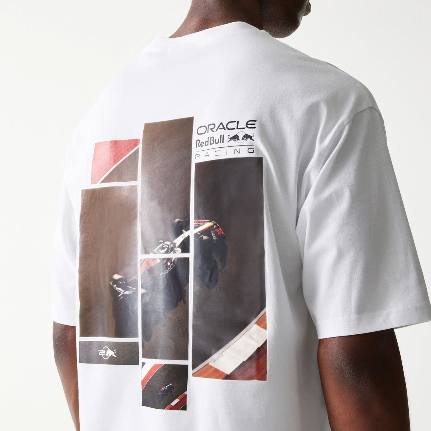 The Male model is wearing Red Bull Racing White Oversized T-Shirt 5