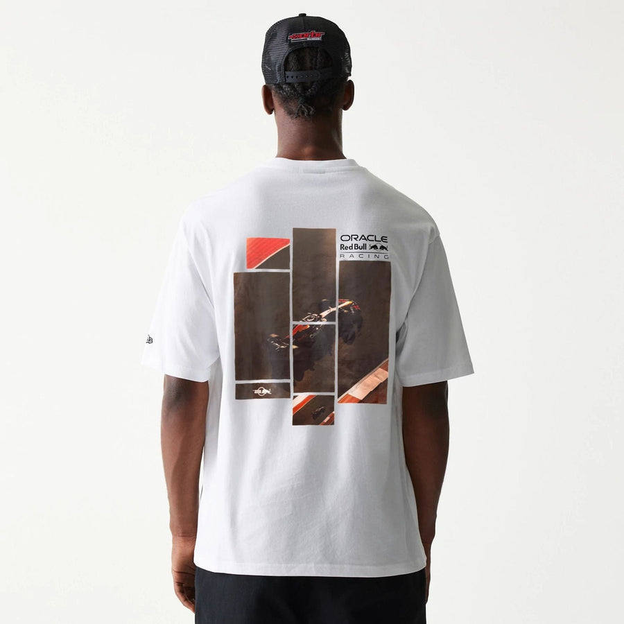 The Male model is wearing Red Bull Racing White Oversized T-Shirt 2