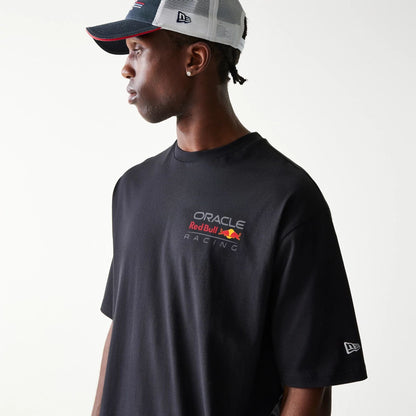 The Male model is wearing Red Bull Racing Black Oversized T-Shirt 3