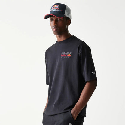 The Male model is wearing Red Bull Racing Black Oversized T-Shirt 1