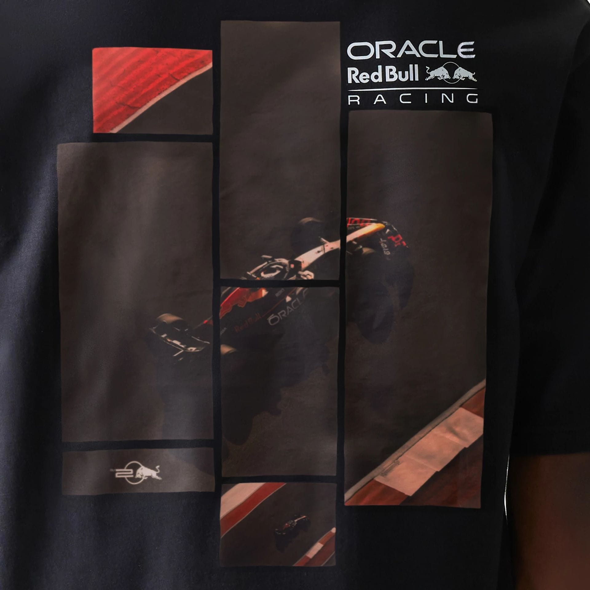 The Male model is wearing Red Bull Racing Black Oversized T-Shirt 6