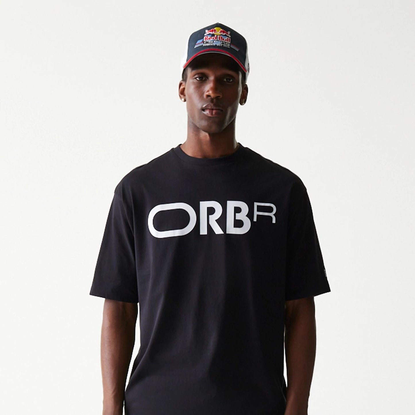 The Male model is wearing Red Bull Racing Profile Black Oversized T-Shirt 5