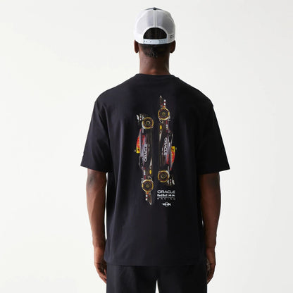 The Male model is wearing Red Bull Racing Profile Black Oversized T-Shirt 2