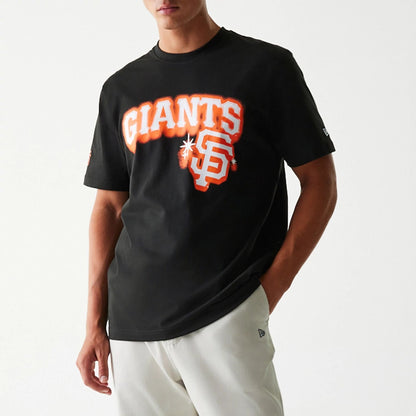 The Male model is wearing San Francisco Giants OVO x MLB Black T-Shirt 3