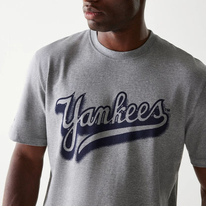 The Male model is wearing New York Yankees OVO x MLB Grey T-Shirt 3