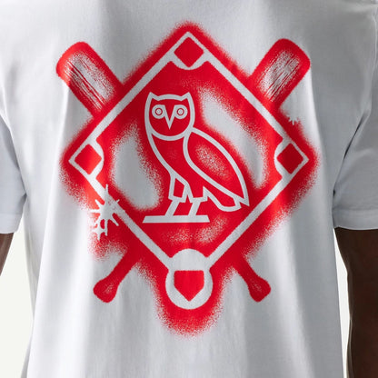 The Male model is wearing Montreal Expos OVO x MLB White T-Shirt 4