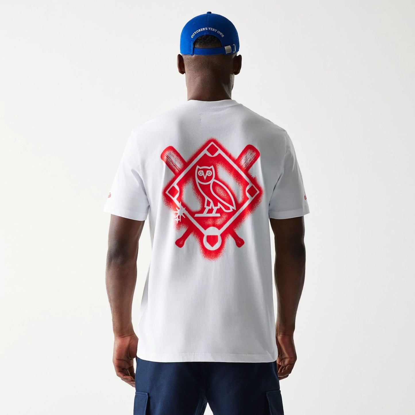 The Male model is wearing Montreal Expos OVO x MLB White T-Shirt 2