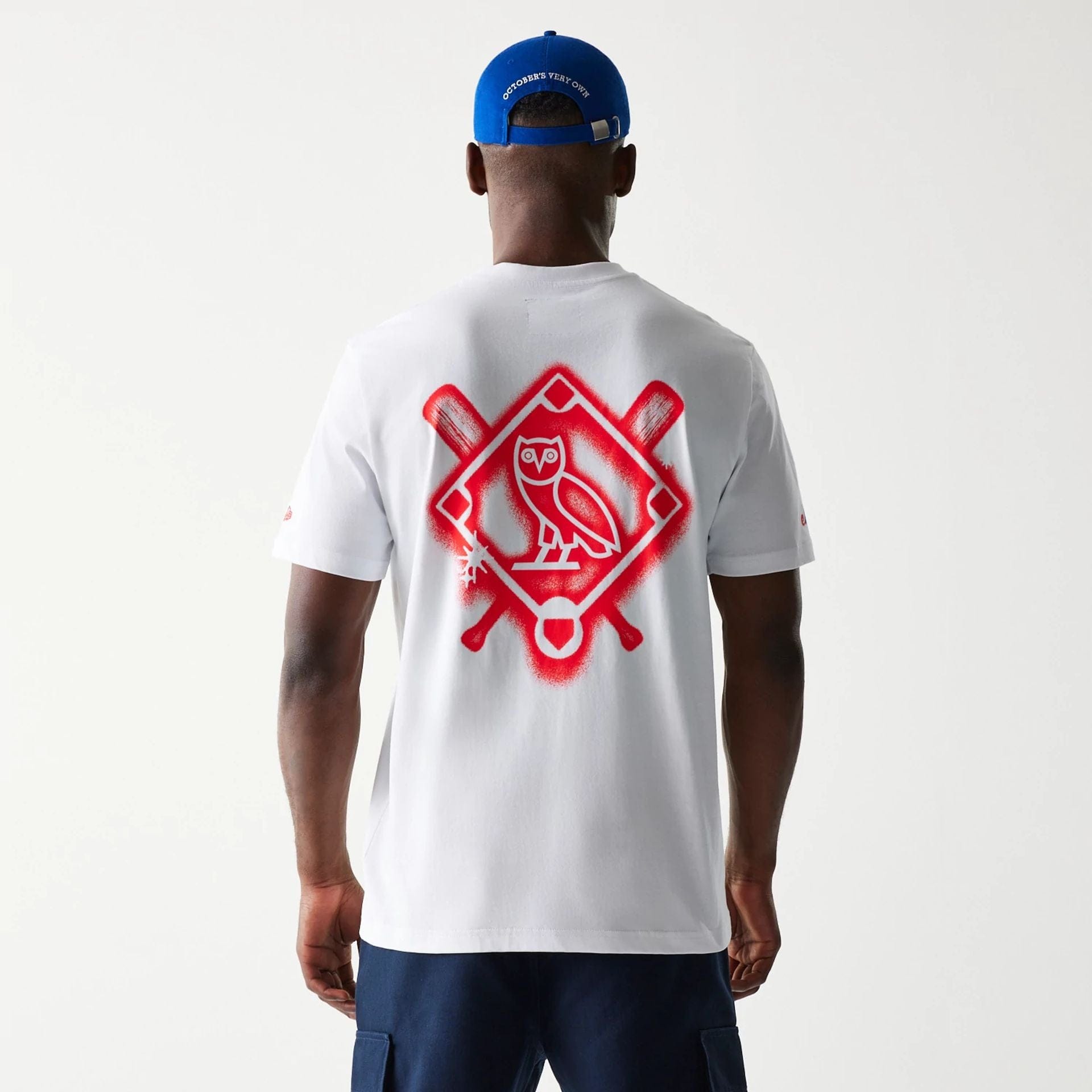 The Male model is wearing Montreal Expos OVO x MLB White T-Shirt 2