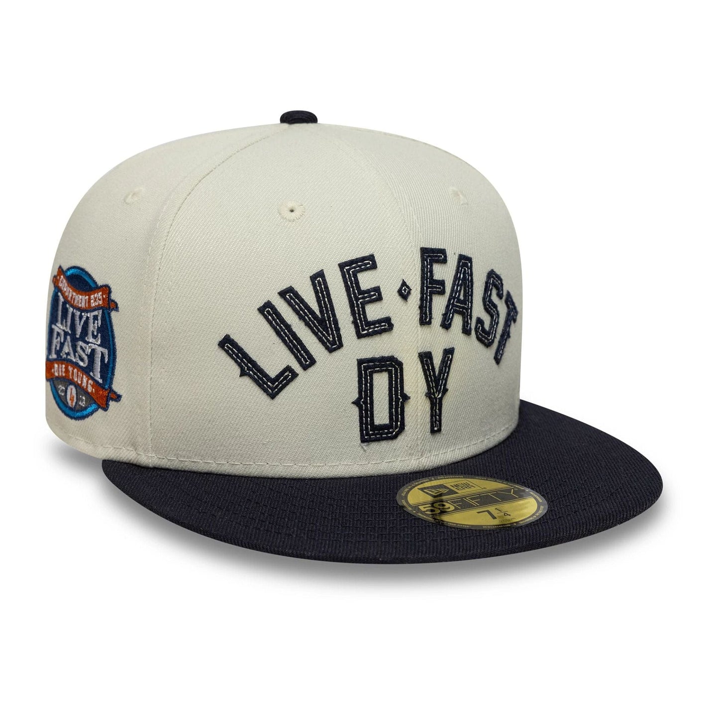 This is a LFDY x New Era Wordmark Open Cream 59FIFTY Fitted Cap 1