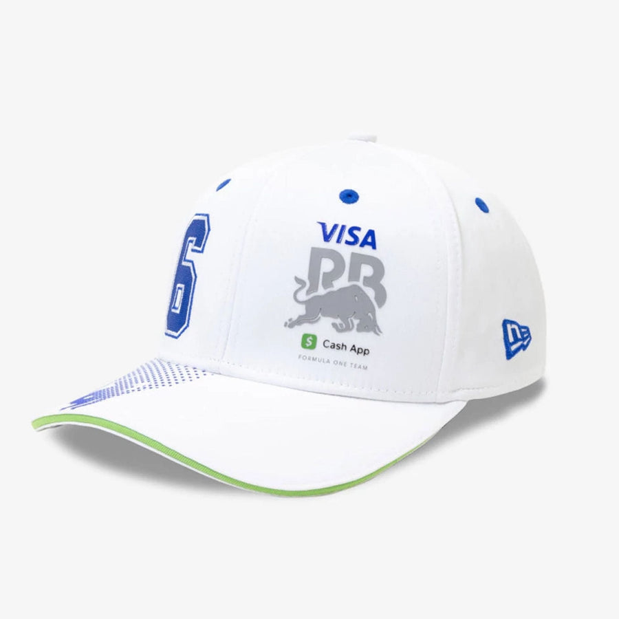 This is a Visa Cash App Racing Bulls Replica Isack Hadjar White 9SEVENTY Stretch Snap Adjustable Cap 1