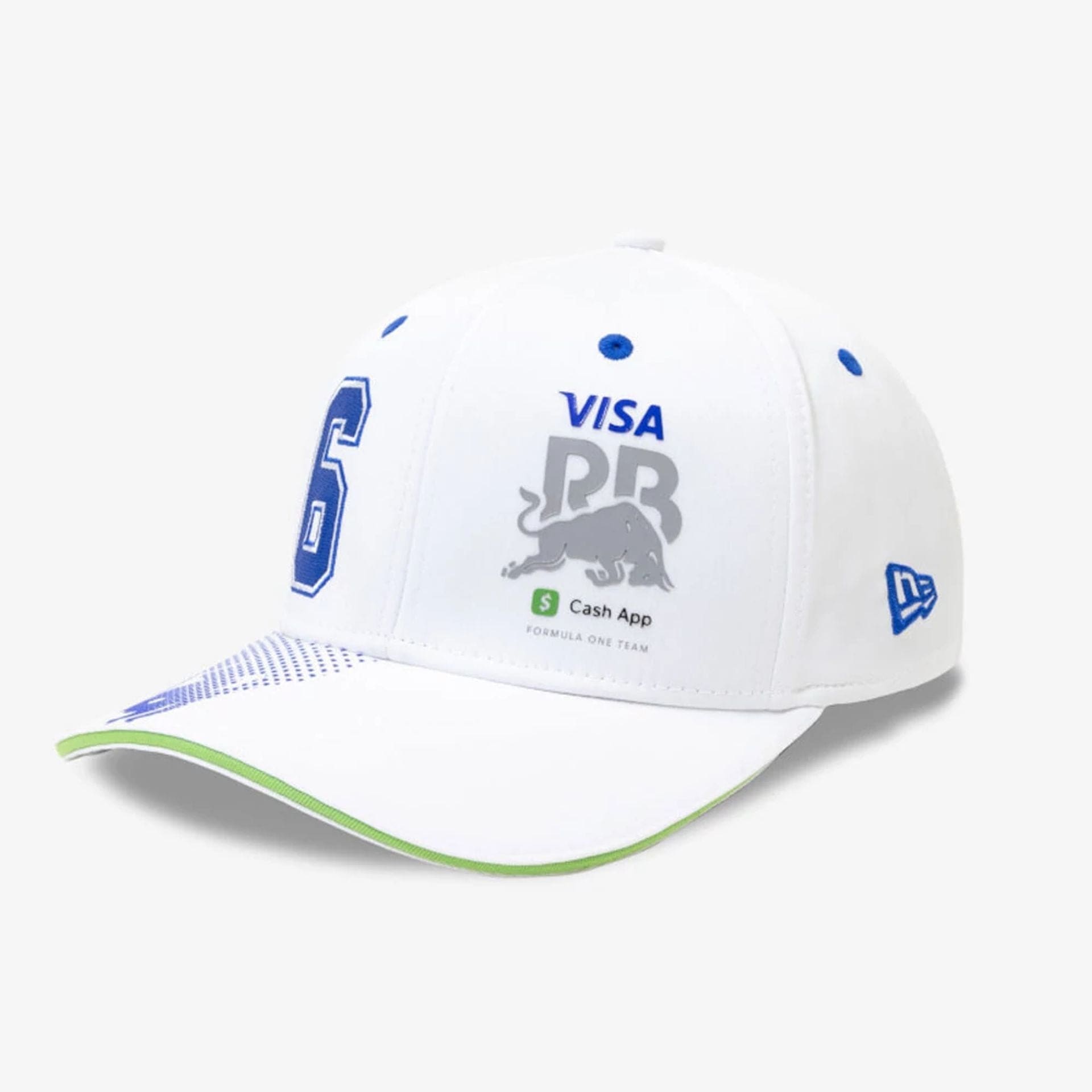 This is a Visa Cash App Racing Bulls Replica Isack Hadjar White 9SEVENTY Stretch Snap Adjustable Cap 6