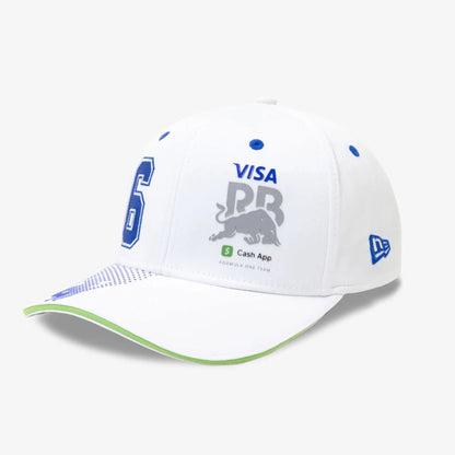 This is a Visa Cash App Racing Bulls Replica Isack Hadjar White 9SEVENTY Stretch Snap Adjustable Cap 6